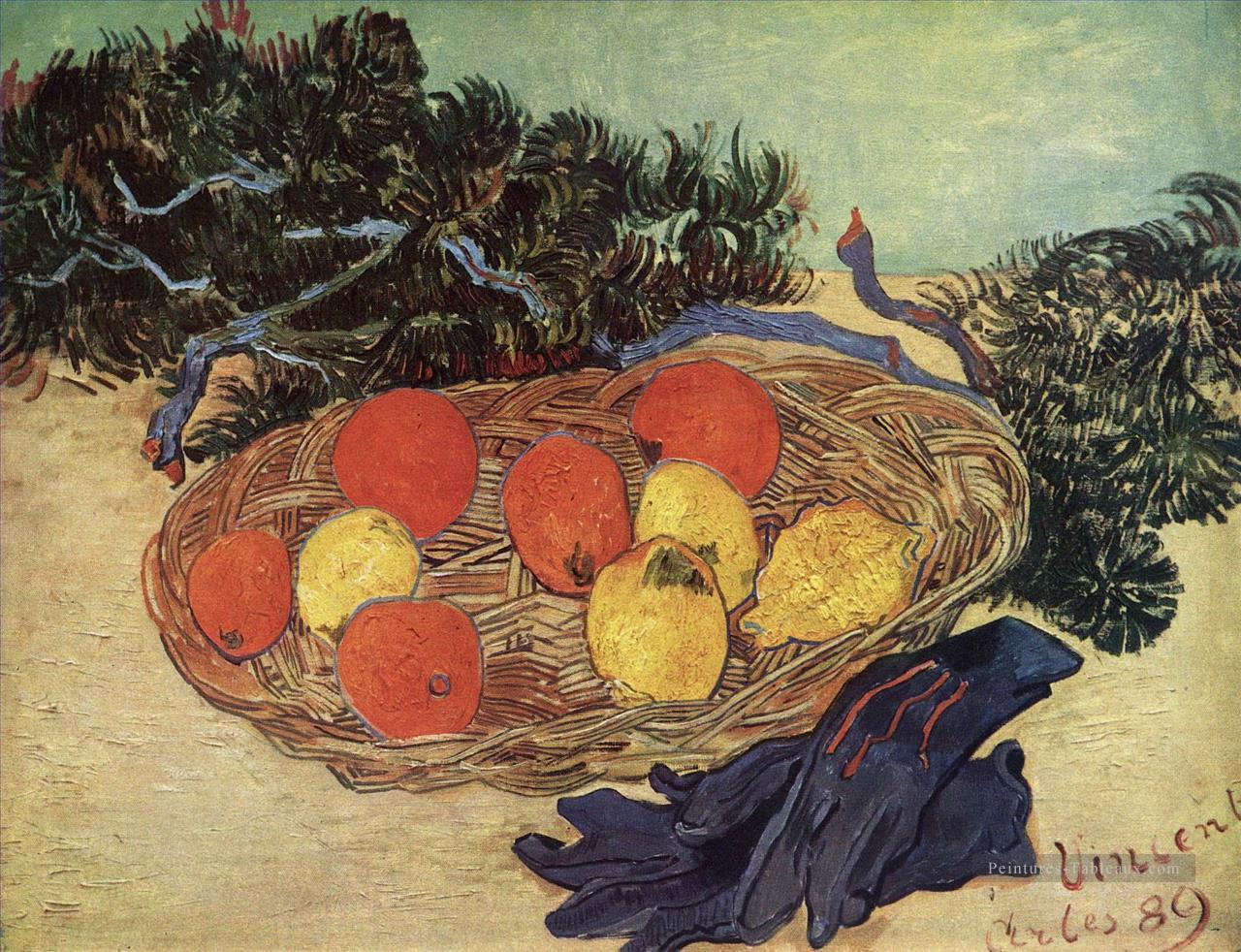 Nature morte avec des oranges et des citrons avec des gants bleus Vincent van Gogh Peintures à l'huile